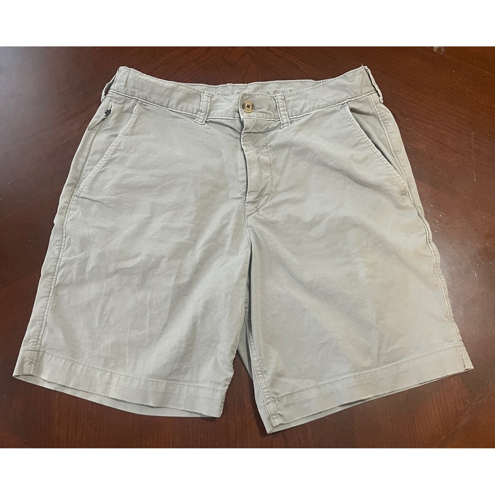 American Eagle Flex Classic Khaki Shorts Mens 32 Gray Drawstring Stretch 7.5 EUC